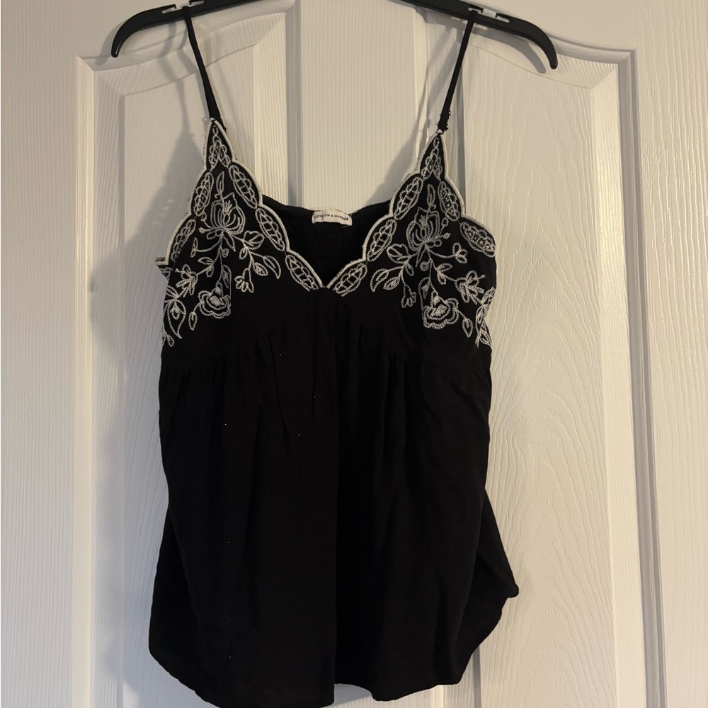 Love on a Hanger Black and White Embroidered Top